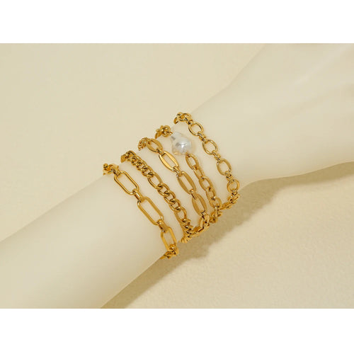 YACHAN 18K Gold Plated Stainless Steel Bracelets for Women Punk Chunky Chains Trendy Jewelry Waterproof