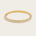 YACHAN Luxury Exquisite Love Heart Stainless Steel Bangle Bracelet for Women 18K Gold Plated Chic Tarnish Free Jewelry
