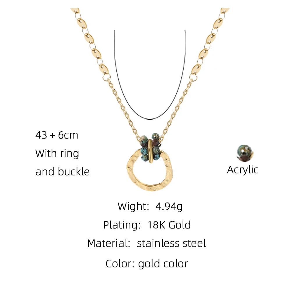 Stainless Steel Chains Necklaces for Women African Turquoise Natural Stone Pendant 18K Gold PVD Plated Jewelry Gift