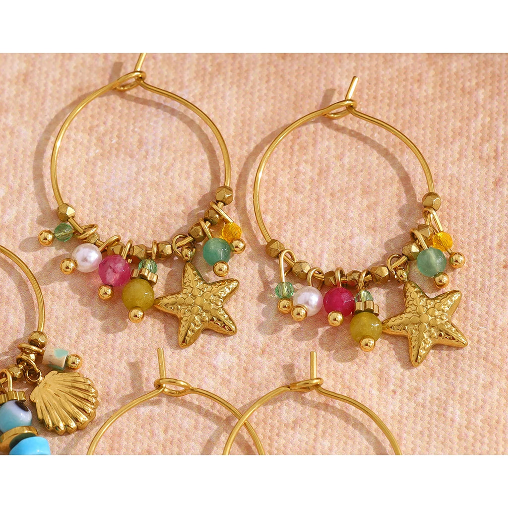 YACHAN Trendy Stainless Steel Hoop Earrings for Women Chic Charms Vintage 18K Gold Plated Waterproof Jewelry Y2K Accessories