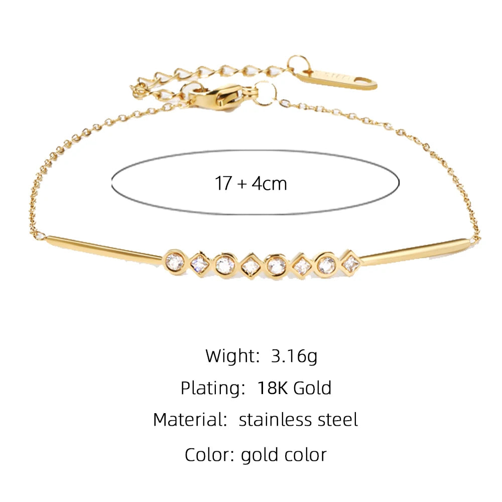 YACHAN Stainless Steel Golden Chain Bracelet for Women High Quality Geometry Cubic Zirconia Charm Bracelets 2023 New Jewelry