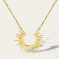 YACHAN Stainless Steel Chain Necklace for Woman Geometric Pendant Golden Half Circle Spiked Choker Necklaces Trendy Jewelry