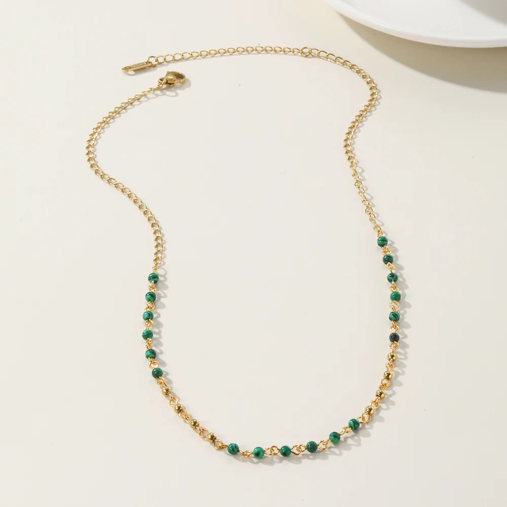 YACHAN Beaded Stainless Steel Gold Chains Splice Necklace for Women 18K Gold Plated Chain Beads Necklaces Trendy Jewelry Gift