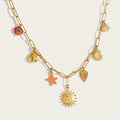 YACHAN Ocean Series Stainless Steel Charms Necklace for Women Vintage Trendy 18K Gold Plated Vacation Jewelry Waterproof