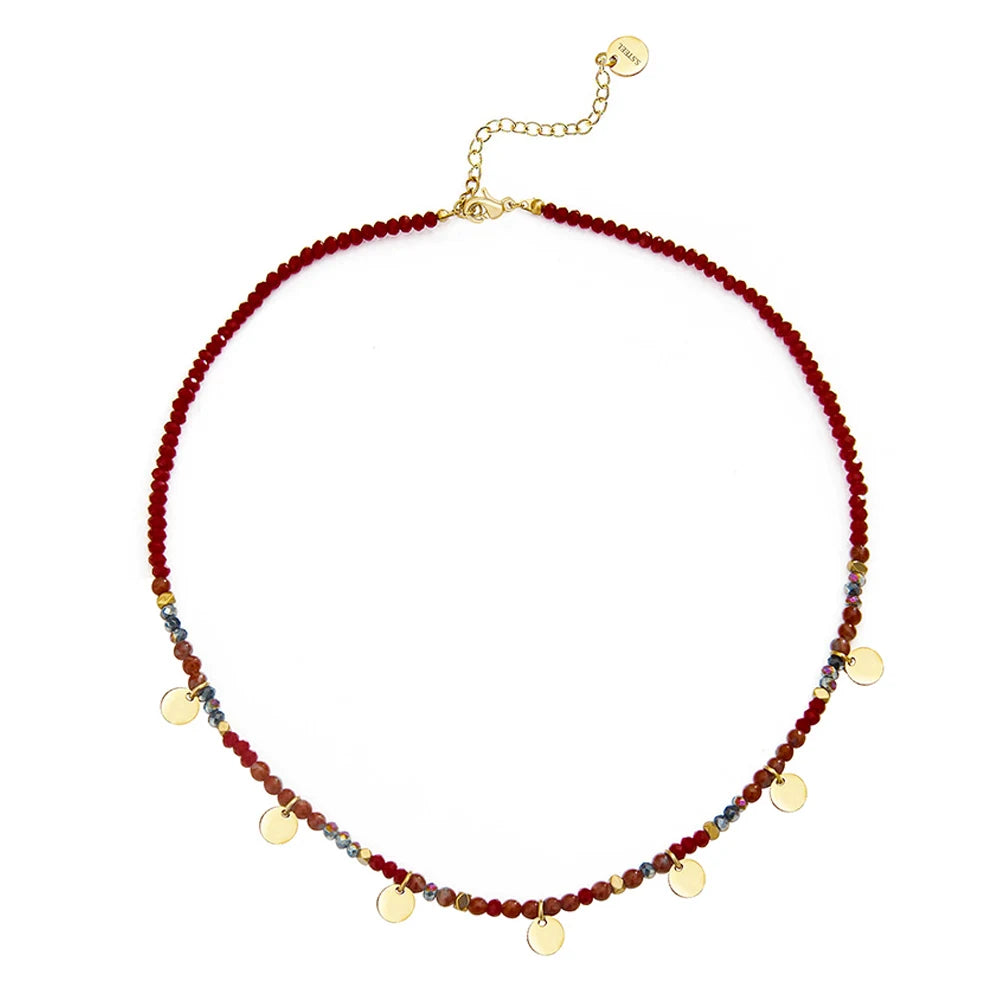 YACHAN Bohemia Colorful Acrylic Beaded Necklace for Women Handmade Bead Stainless Steel round Pendant Necklaces Trendy Jewelry
