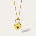 YACHAN Stainless Steel Golden Heart Pendant Necklace Fashion Black Natural Stone Metal Texture Trendy Jewelry for Woman
