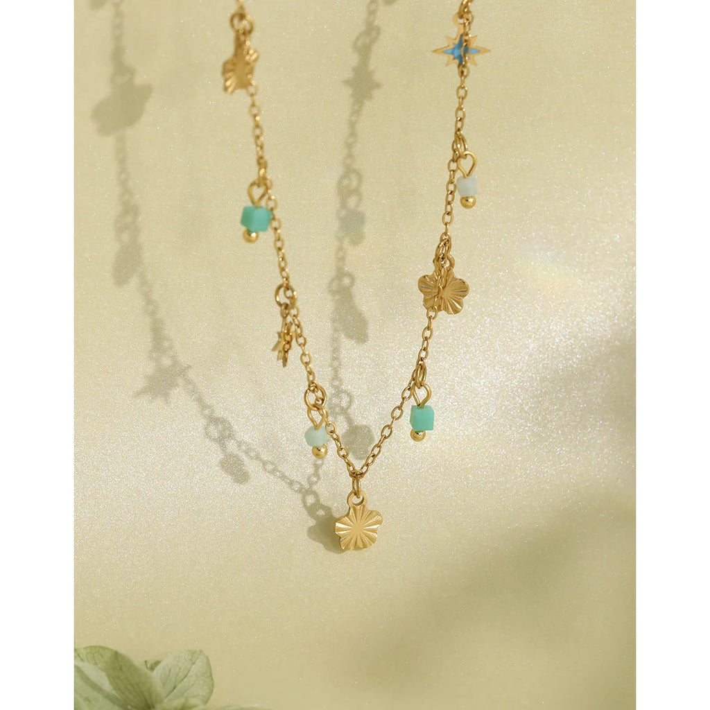 YACHAN 18K Gold Plated Stainless Steel Necklace for Women Exquisite Chic Charms Trendy Elegant Vintage Waterproof Jewelry