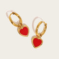 YACHAN Red Heart Stainless Steel Hoop Earrings for Women 18K Gold Plated Chic Cute Trendy Jewelry Waterproof