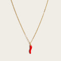 YACHAN Minimalist 18K Gold Plated Stainless Steel Chains Necklace for Women Creative Enamel Red Hot Pepper Pendant Cute Jewelry