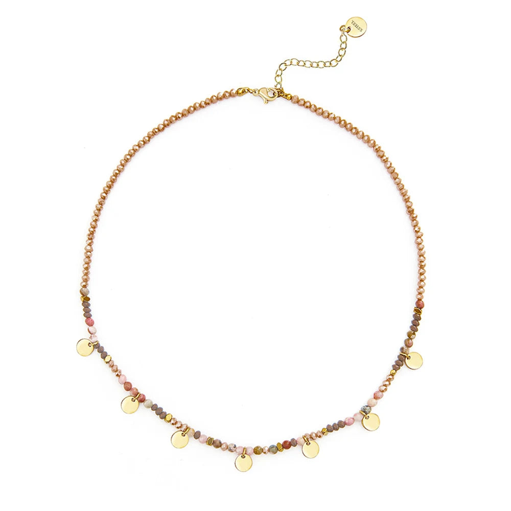 YACHAN Bohemia Colorful Acrylic Beaded Necklace for Women Handmade Bead Stainless Steel round Pendant Necklaces Trendy Jewelry
