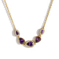 YACHAN Luxury Purple Zircon Crystal Stainless Steel Necklaces for Women Chic Vintage 18K Gold Plated Trendy Waterproof Jewelry