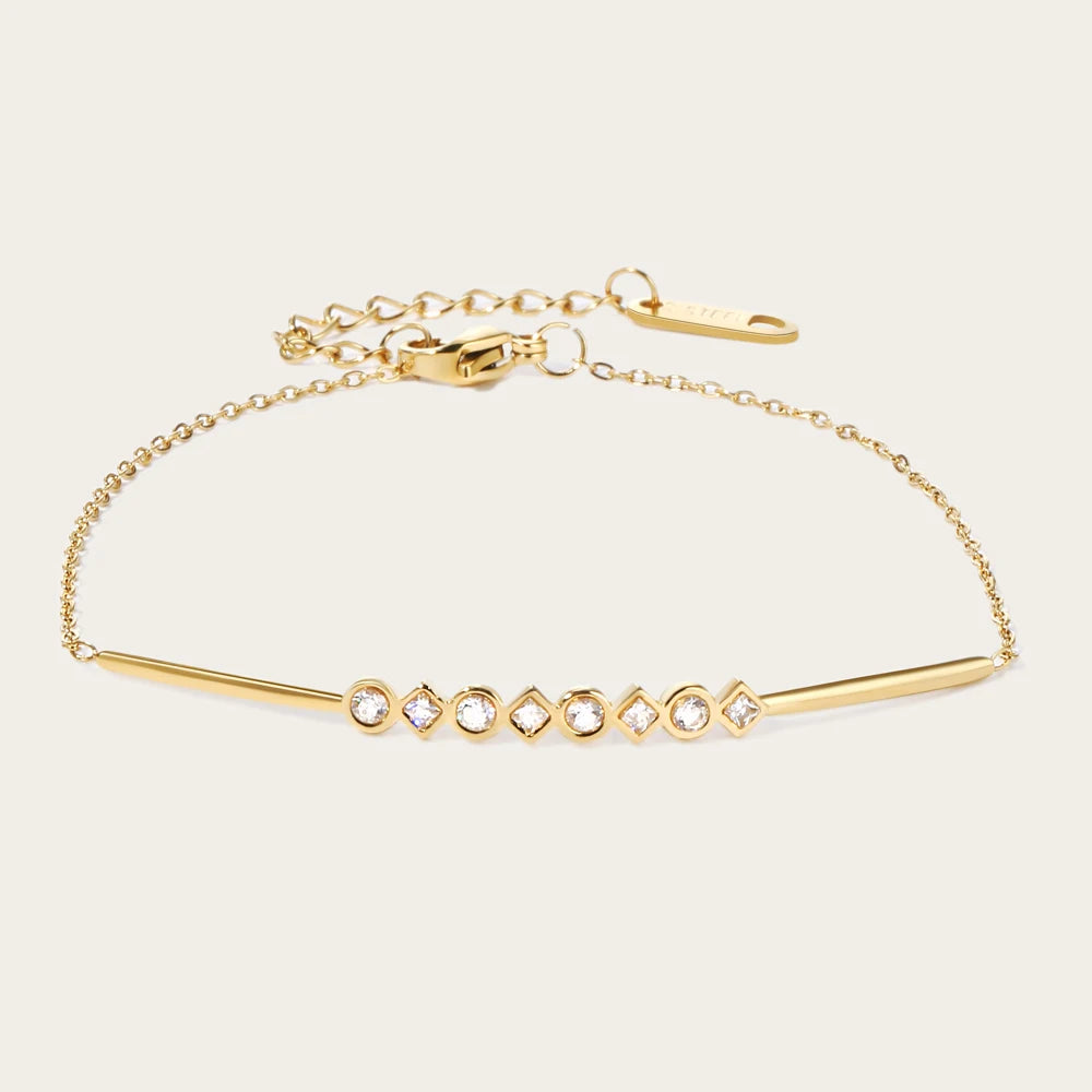 YACHAN Stainless Steel Golden Chain Bracelet for Women High Quality Geometry Cubic Zirconia Charm Bracelets 2023 New Jewelry