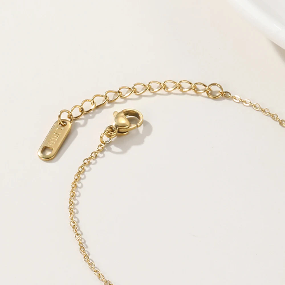 YACHAN High Quality Stainless Steel Splice Chain Bracelets 18K Gold Plated Disc Charms Bracelet Simple Trendy Charm Jewelry Gift