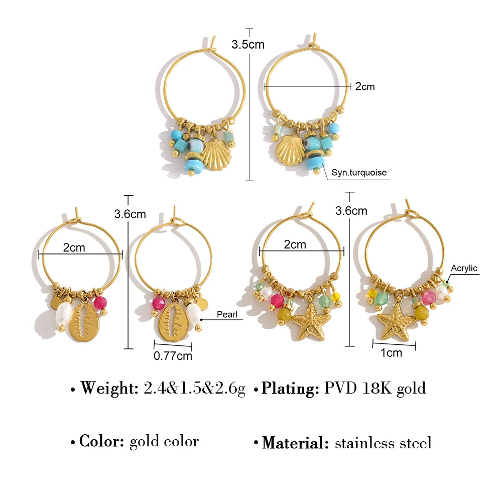 YACHAN Trendy Stainless Steel Hoop Earrings for Women Chic Charms Vintage 18K Gold Plated Waterproof Jewelry Y2K Accessories