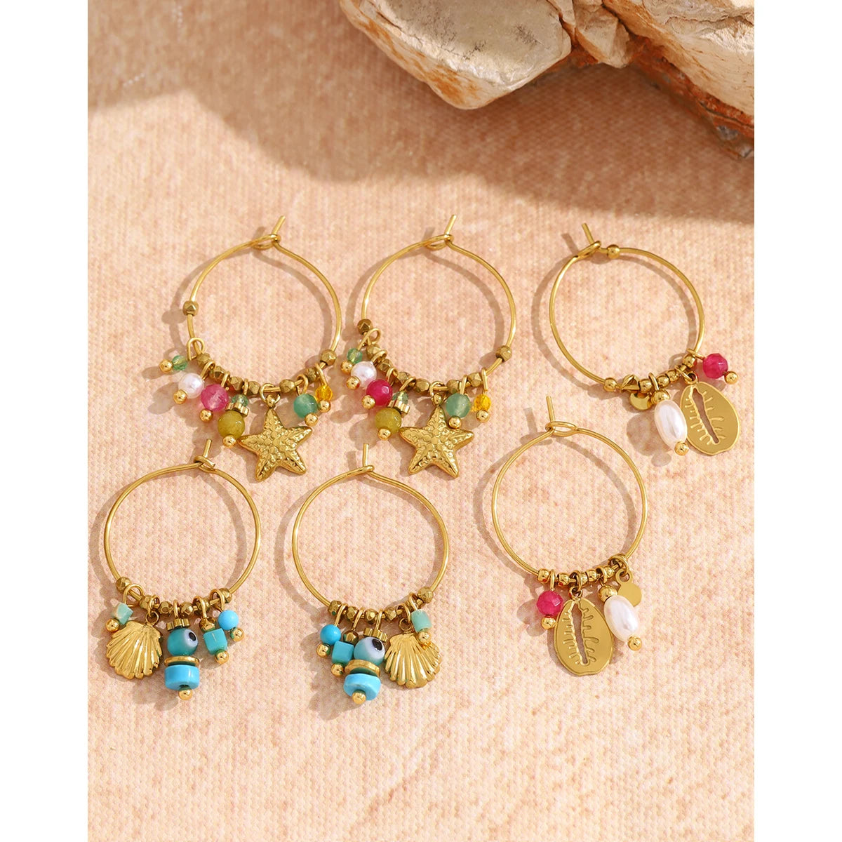 YACHAN Trendy Stainless Steel Hoop Earrings for Women Chic Charms Vintage 18K Gold Plated Waterproof Jewelry Y2K Accessories