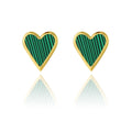 YACHAN Korean Heart Stainless Steel Stud Earrings Vintage Green Natural Stone Romantic Cute Jewelry for Women