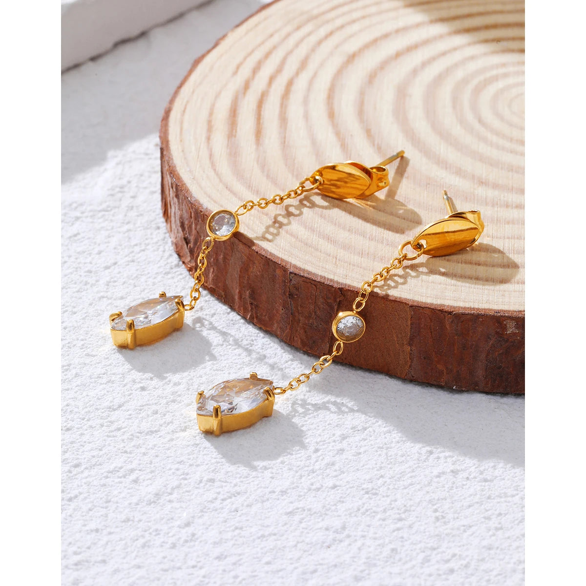 YACHAN Trendy Zircon Stainless Steel Drop Earrings for Women Luxury Exquisite Chic Dangle Earring Charming Jewelry