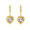 YACHAN Luxury Zircon Crystal Heart Dangle Earrings for Women Trendy Classic Charm Jewelry