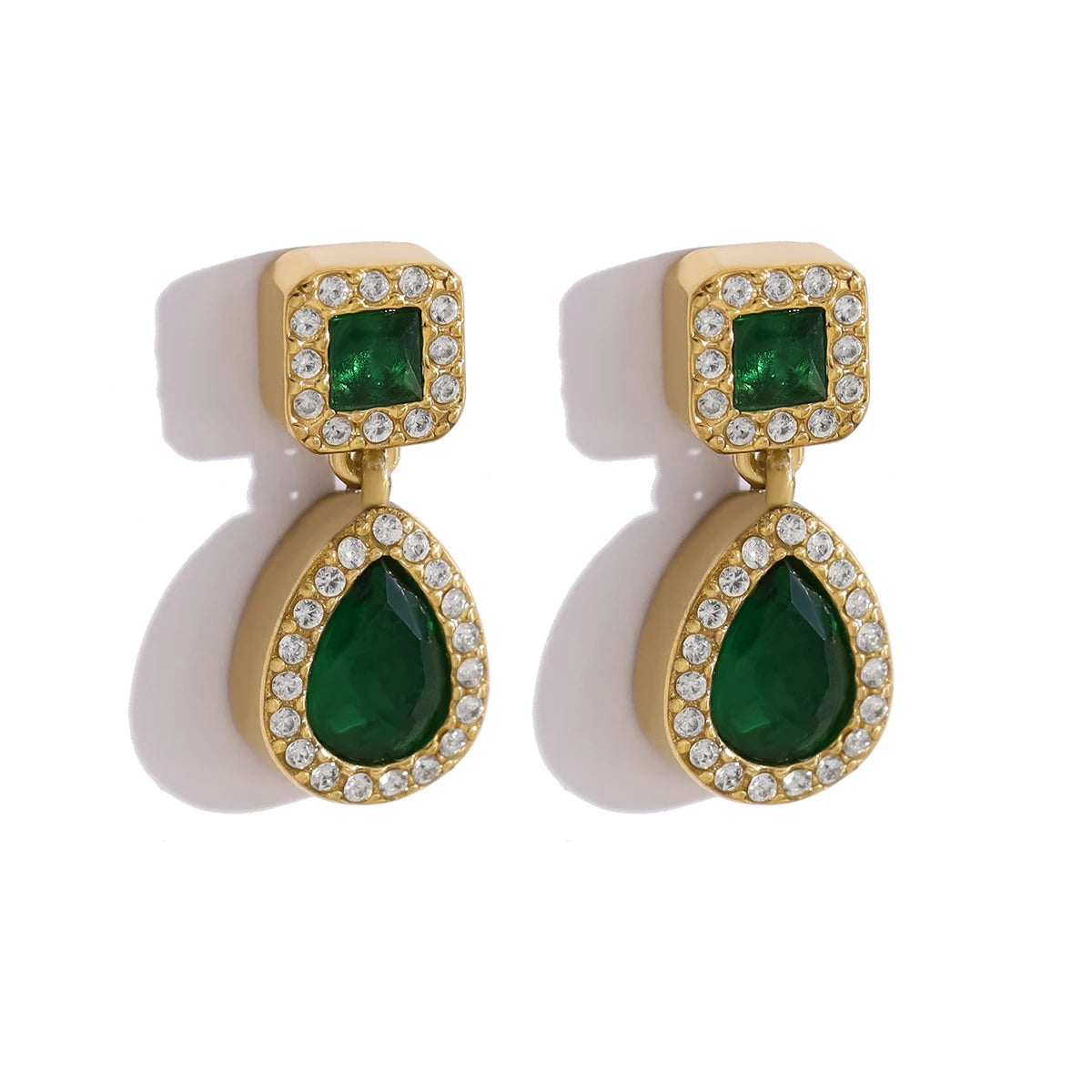 YACHAN 18K Gold Plated Luxury Stainless Steel Drop Earrings for Women Chic Purple Crystal Dangle Earring Trendy Jewelry