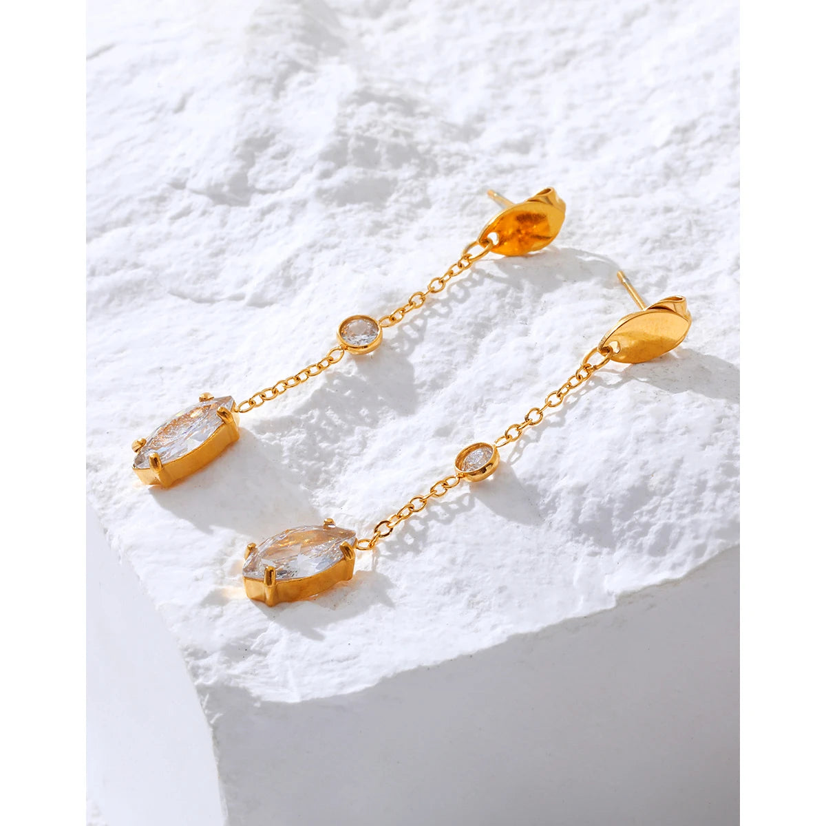 YACHAN Trendy Zircon Stainless Steel Drop Earrings for Women Luxury Exquisite Chic Dangle Earring Charming Jewelry