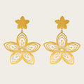 YACHAN PVD 18K Gold Plated Stainless Steel Drop Earrings for Women Vintage Flower Hollow Chic Dangle Earring Jewelry