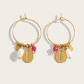 YACHAN 18K Gold Plated Stainless Steel Hoop Earrings for Women Vintage Chic Shell Pearl Charms Trendy Waterproof Jewelry