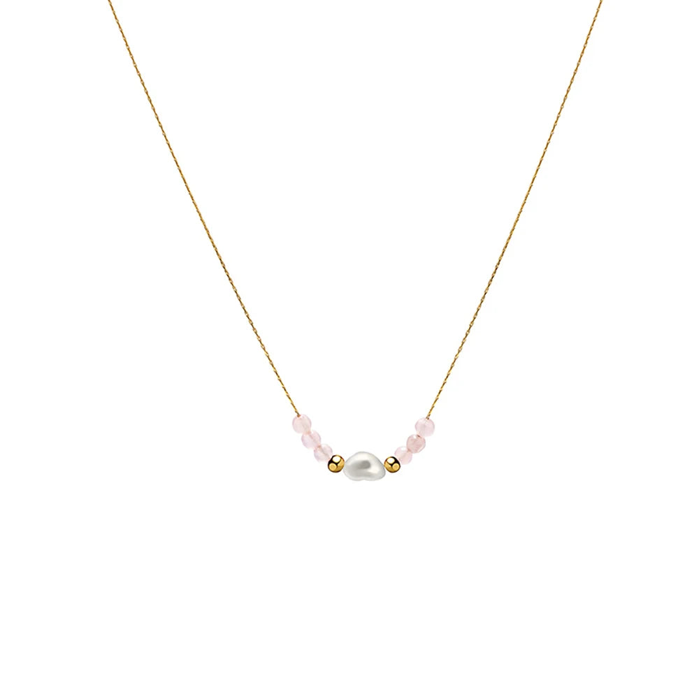 YACHAN Stainless Steel Golden Sweater Necklace Rope Chain Bead Beads Pearl Pendant for Woman Trendy Jewelry 4 Color