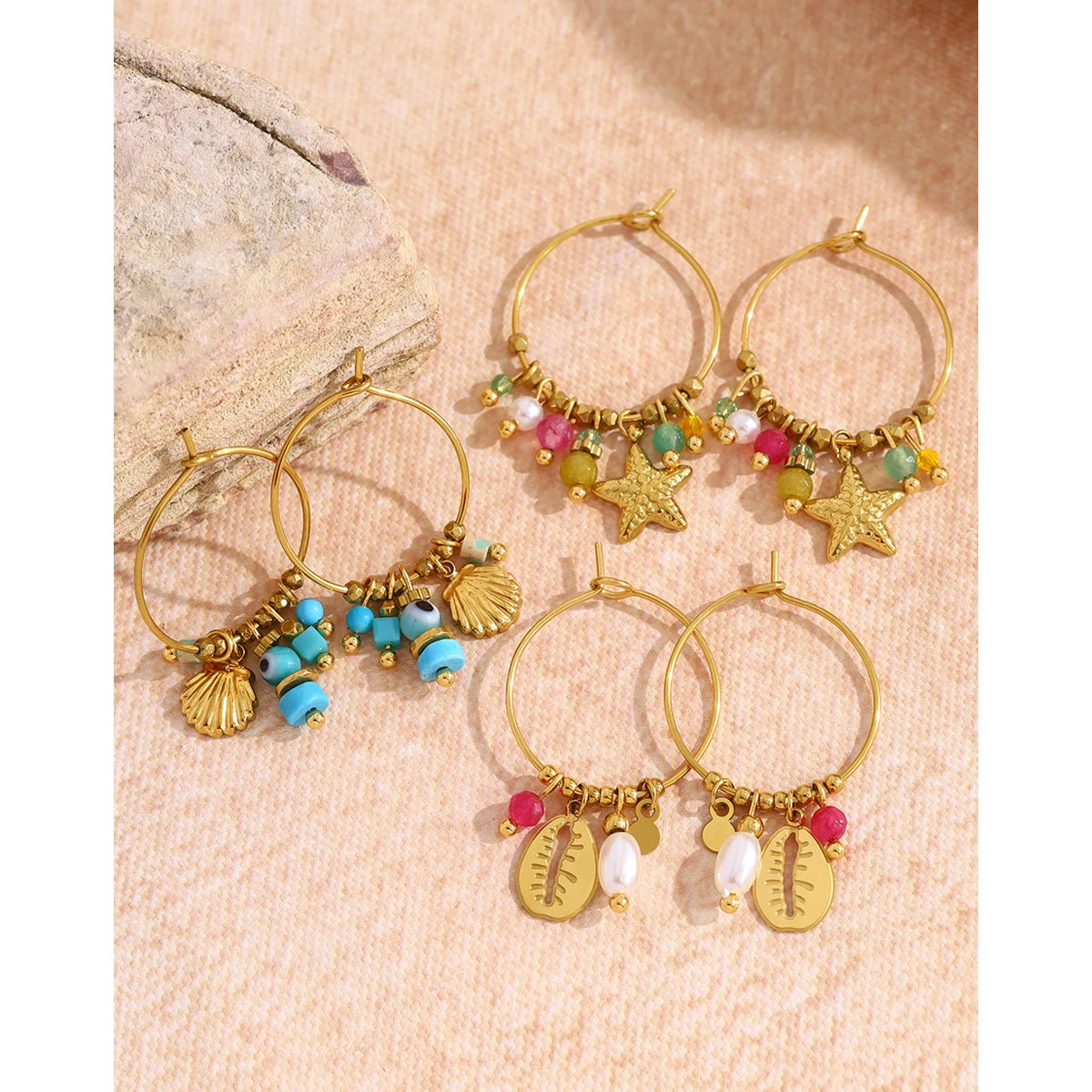 YACHAN Trendy Stainless Steel Hoop Earrings for Women Chic Charms Vintage 18K Gold Plated Waterproof Jewelry Y2K Accessories