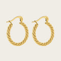 YACHAN 18K Gold Plated Stainless Steel Twisted Hoop Earrings for Women Trendy Ear Buckle Waterproof Jewelry