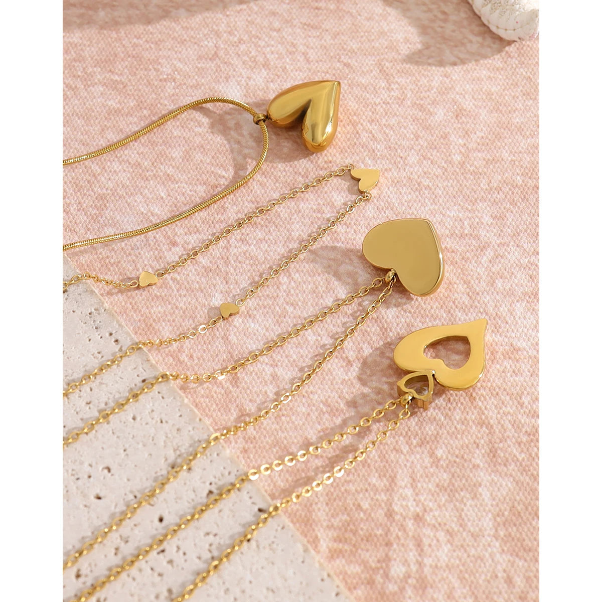 YACHAN Stainless Steel Love Heart Pendant Necklaces for Women 18K Gold Plated Charm Trendy Luxury Tarnish Free Jewelry