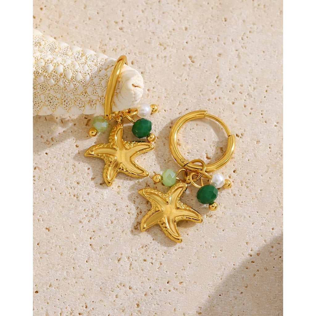YACHAN New in Irregular Star Charm Stainless Steel Hoop Earrings for Women 18K Gold Plated Chic Trendy Waterproof Jewelry