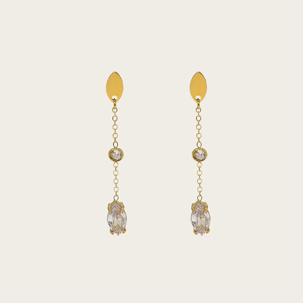 YACHAN Trendy Zircon Stainless Steel Drop Earrings for Women Luxury Exquisite Chic Dangle Earring Charming Jewelry