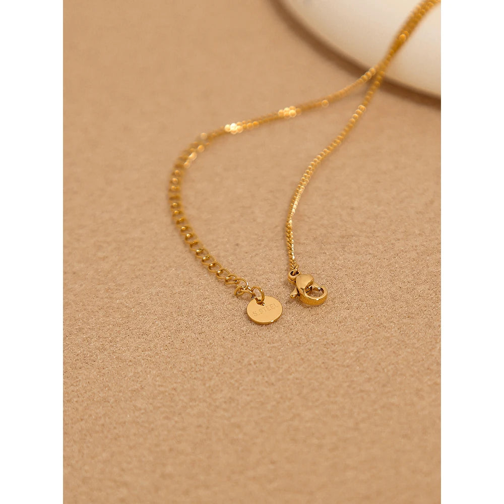 YACHAN Trendy Stainless Steel Gold Plated Chains Necklace for Women Simple Charm Beads Metal Tassels Waterproof Jewelry