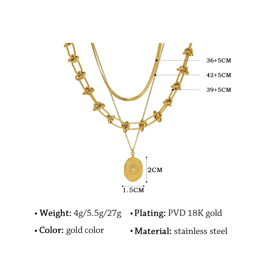 YACHAN Punk Vintage Stainless Steel Gold Plated Chains Necklaces for Women Snake Chain Choker Layered Necklace Statement Jewelry