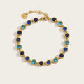 YACHAN Luxury Blue Zircon Crystal Bracelet for Women Chic 18K Gold Plated Stainless Steel Trendy Waterproof Jewelry