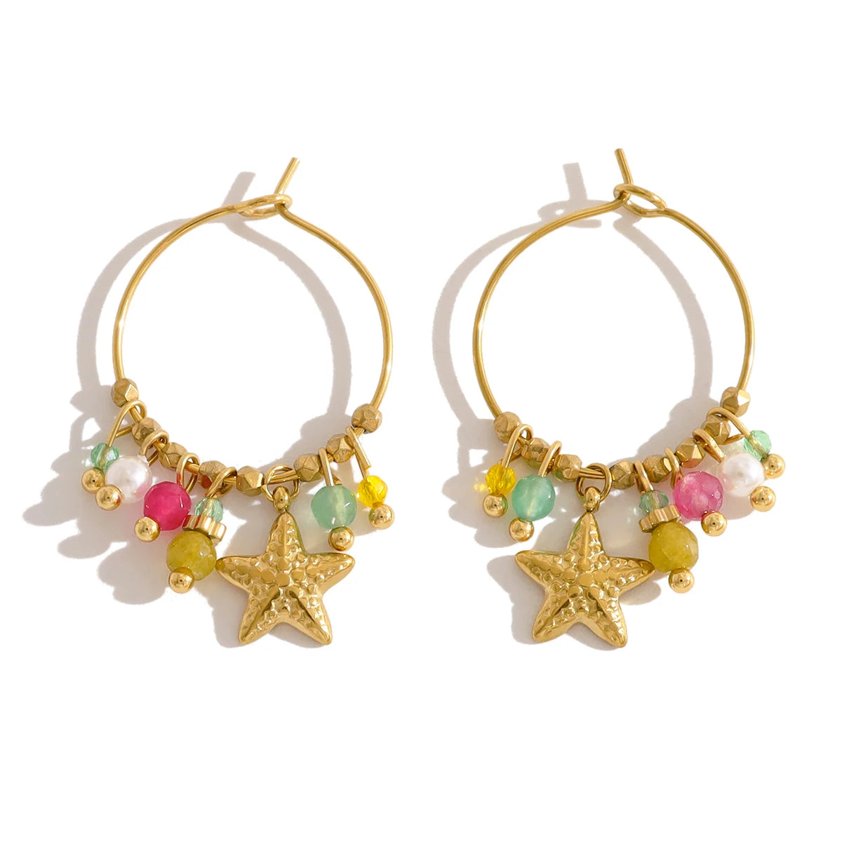 YACHAN Trendy Stainless Steel Hoop Earrings for Women Chic Charms Vintage 18K Gold Plated Waterproof Jewelry Y2K Accessories