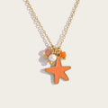 YACHAN 18K Gold Plated Stainless Steel Pendant Necklace for Women Chic Orange Star Charms Trendy Tarnish Free Waterproof Jewelry