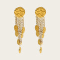 YACHAN 18K Gold Plated Stainless Steel Drop Earrings for Women Irregular Hammered Texture Charms Trendy Waterproof Jewelry