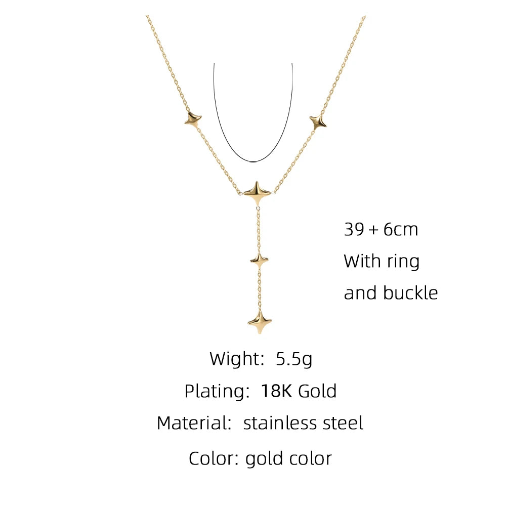 YACHAN Stainless Steel Chain Necklace for Woman 18K Gold Plated Chains Stars Pendant Necklaces 2023 Trendy Jewelry Gift