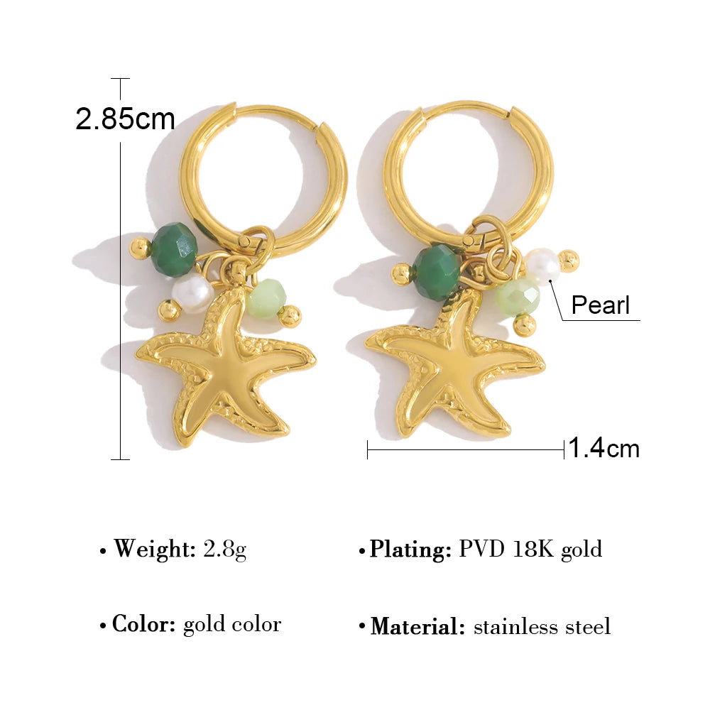 YACHAN New in Irregular Star Charm Stainless Steel Hoop Earrings for Women 18K Gold Plated Chic Trendy Waterproof Jewelry