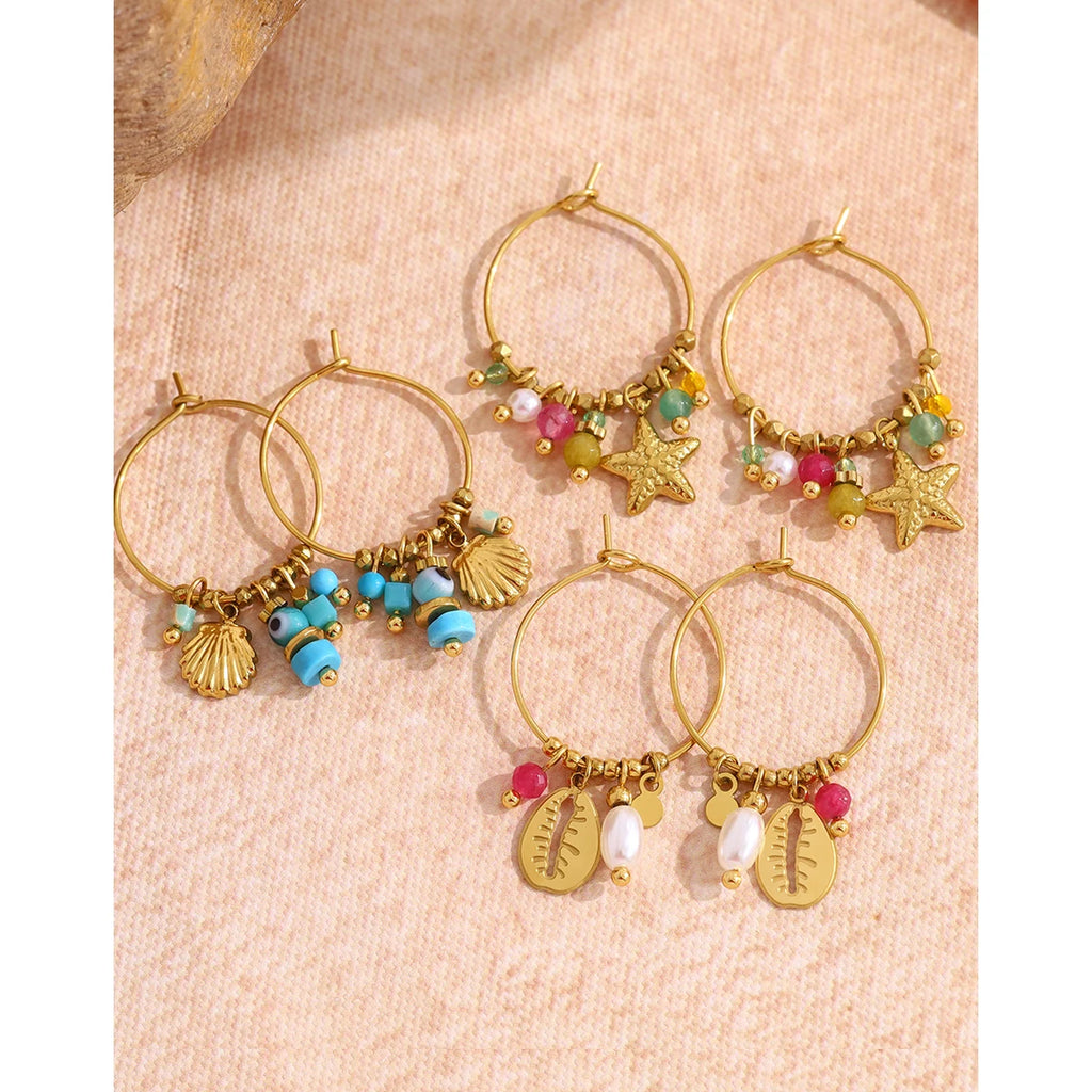 YACHAN Trendy Stainless Steel Hoop Earrings for Women Chic Charms Vintage 18K Gold Plated Waterproof Jewelry Y2K Accessories