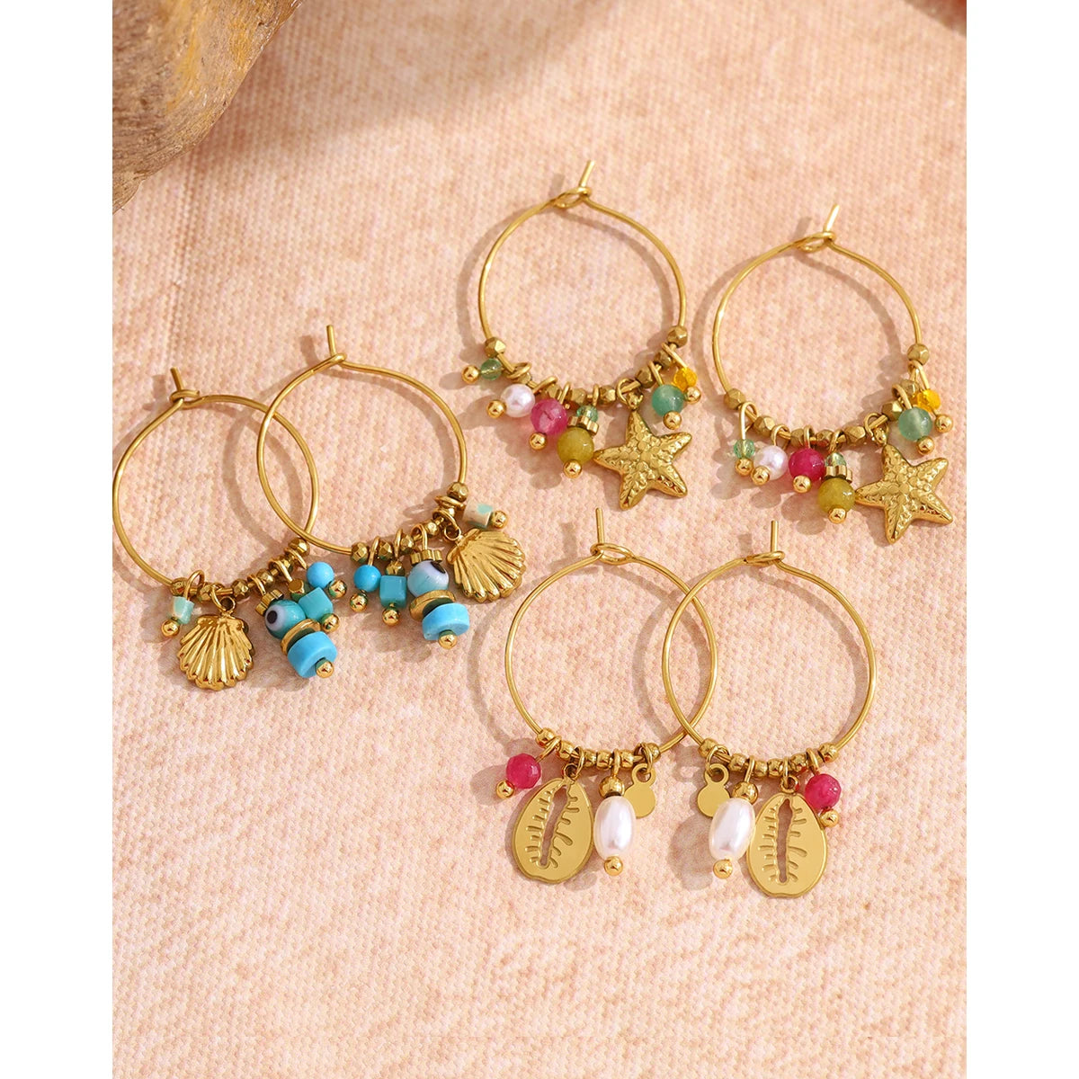 YACHAN Trendy Stainless Steel Hoop Earrings for Women Chic Charms Vintage 18K Gold Plated Waterproof Jewelry Y2K Accessories