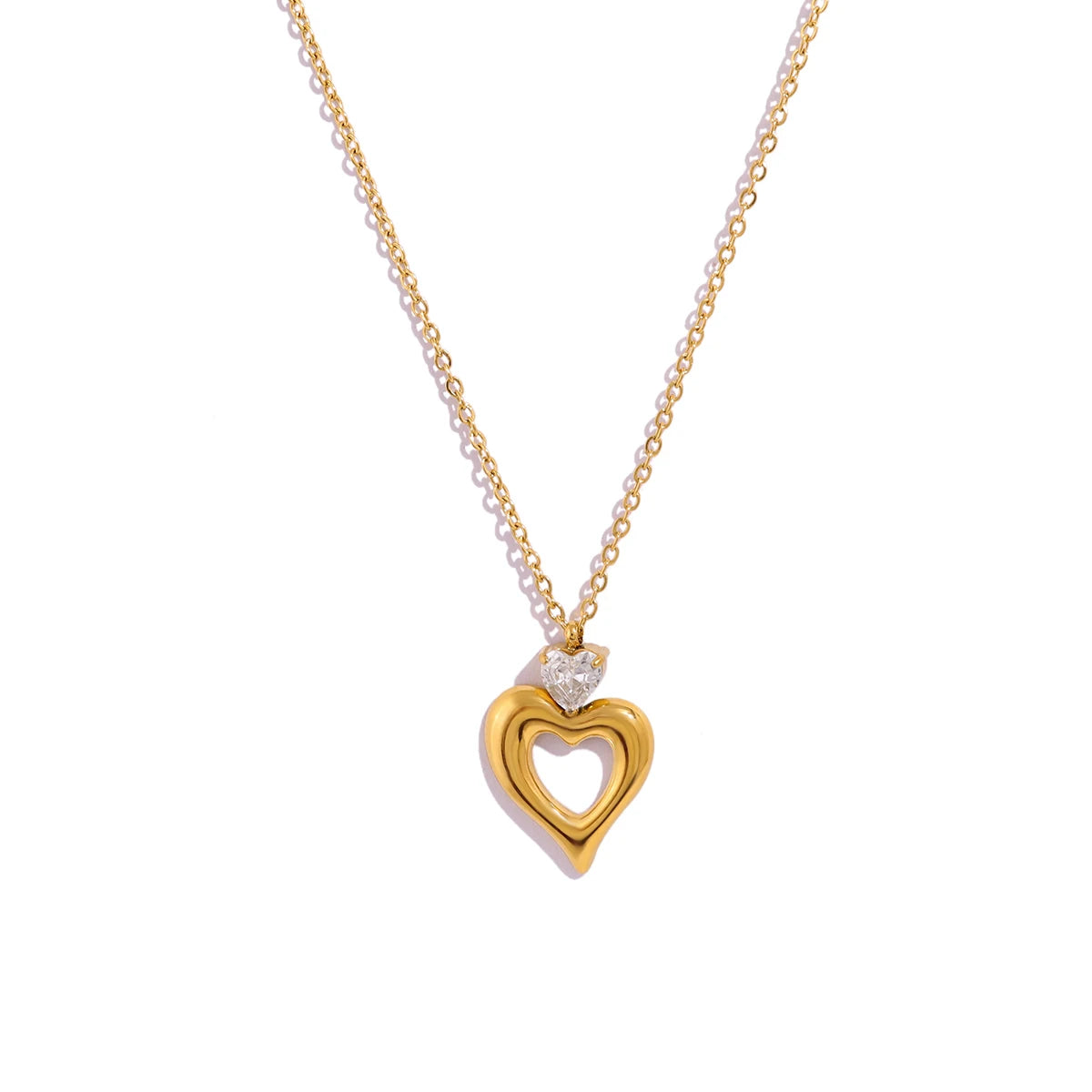 YACHAN Stainless Steel Love Heart Pendant Necklaces for Women 18K Gold Plated Charm Trendy Luxury Tarnish Free Jewelry