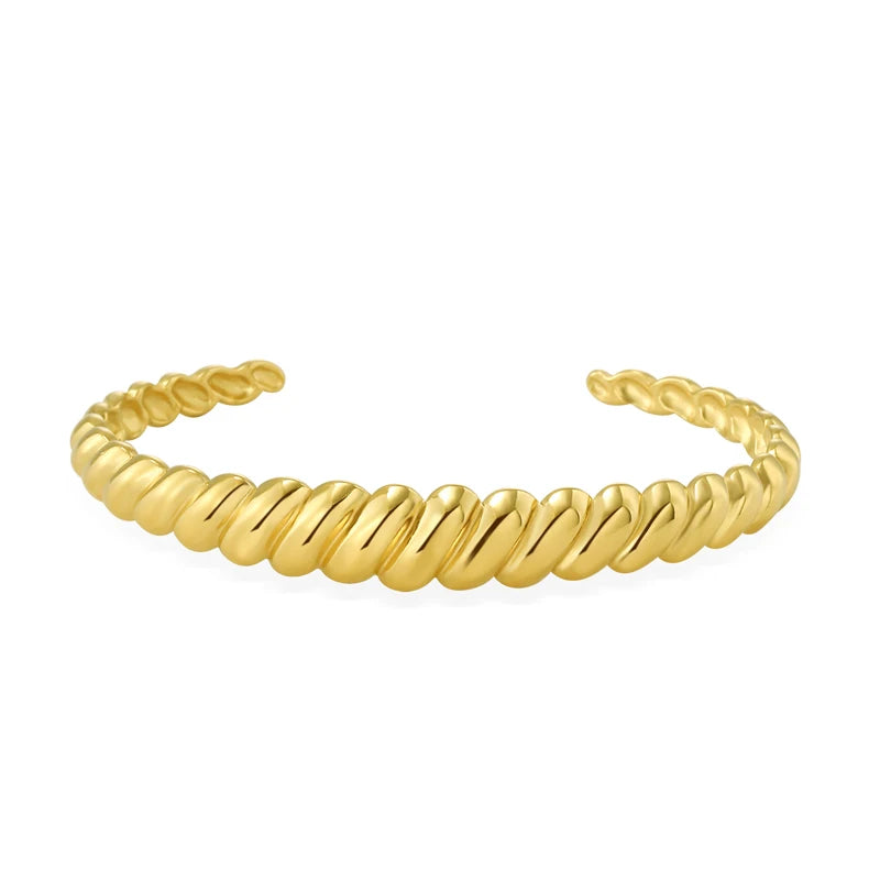 YACHAN Luxury 18K Gold Plated Zircon Crystal Stainless Steel Bracelets for Women Trend Simple Bangles Waterproof Jewelry