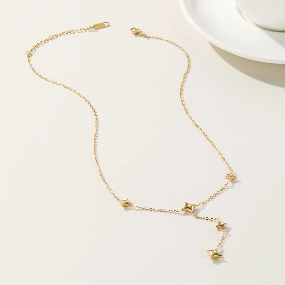 YACHAN Stainless Steel Chain Necklace for Woman 18K Gold Plated Chains Stars Pendant Necklaces 2023 Trendy Jewelry Gift