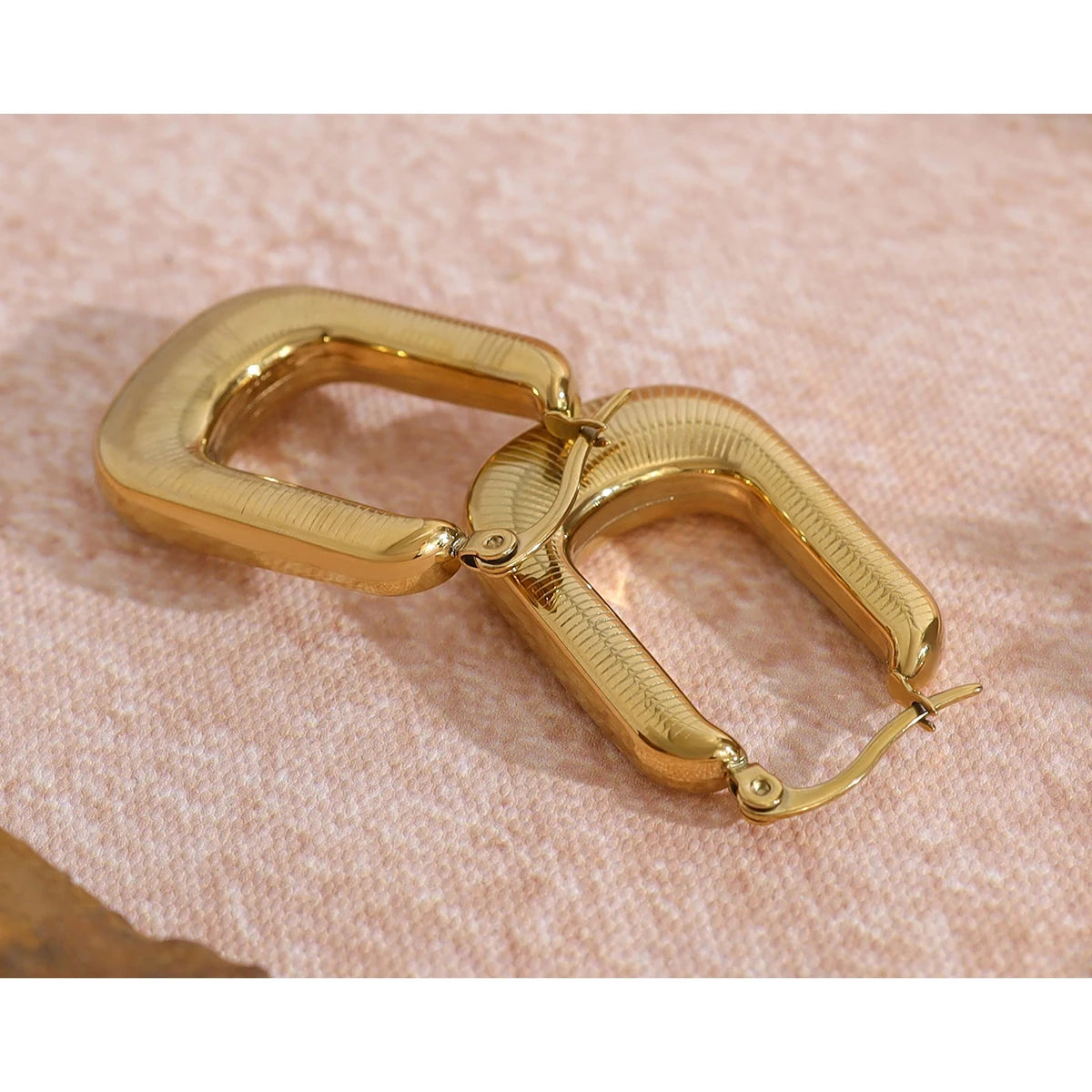 YACHAN 18K Gold Plated Stainless Steel Geometric Hoop Earrings for Women Vintage Statement Tarnish Free Jewelry