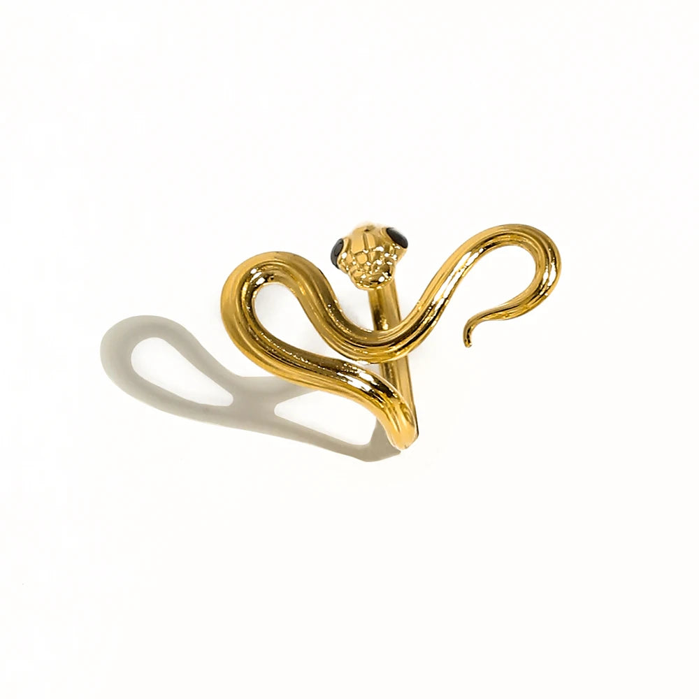 YACHAN NEW in 18K Gold Plated Stainless Steel Snake Rings for Women Trendy Statement Adjustable Ring Waterproof Jewelry