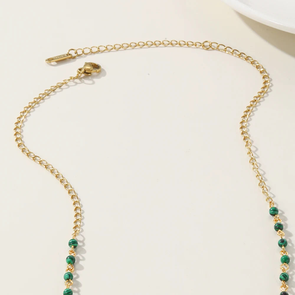 YACHAN Beaded Stainless Steel Gold Chains Splice Necklace for Women 18K Gold Plated Chain Beads Necklaces Trendy Jewelry Gift