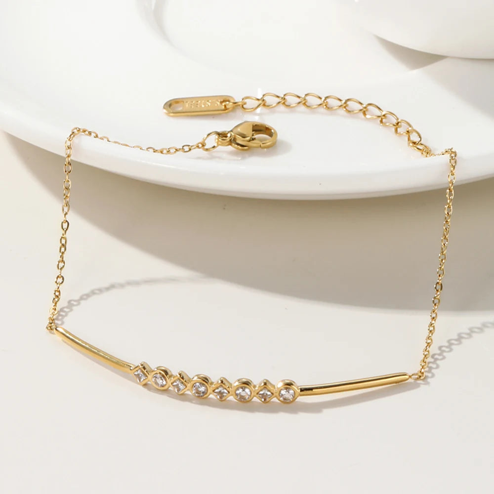 YACHAN Stainless Steel Golden Chain Bracelet for Women High Quality Geometry Cubic Zirconia Charm Bracelets 2023 New Jewelry