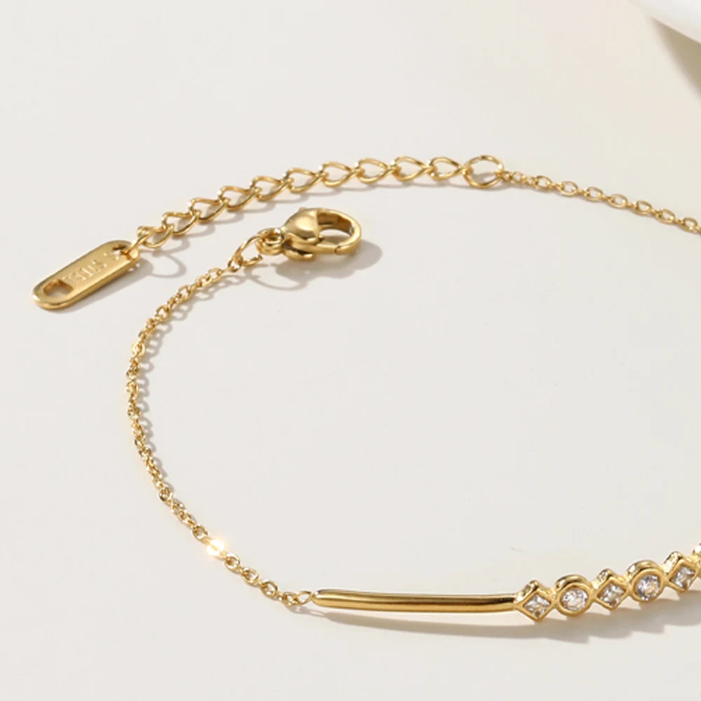 YACHAN Stainless Steel Golden Chain Bracelet for Women High Quality Geometry Cubic Zirconia Charm Bracelets 2023 New Jewelry